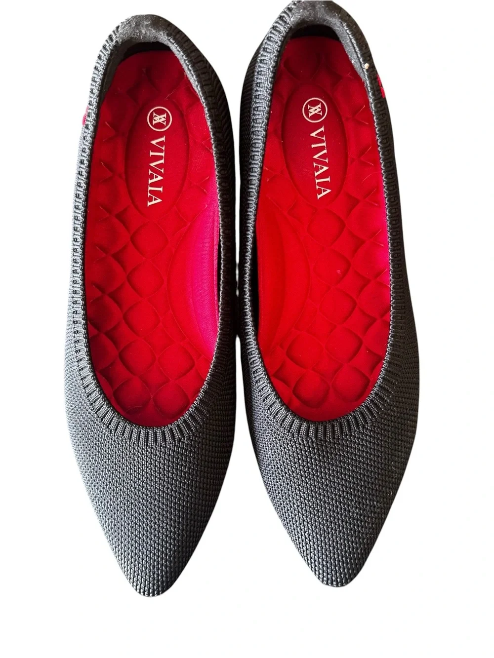 VIVAIA - Black Pointed Toe Knit Ballet Flats Red Sole Sz 35.5/5.5